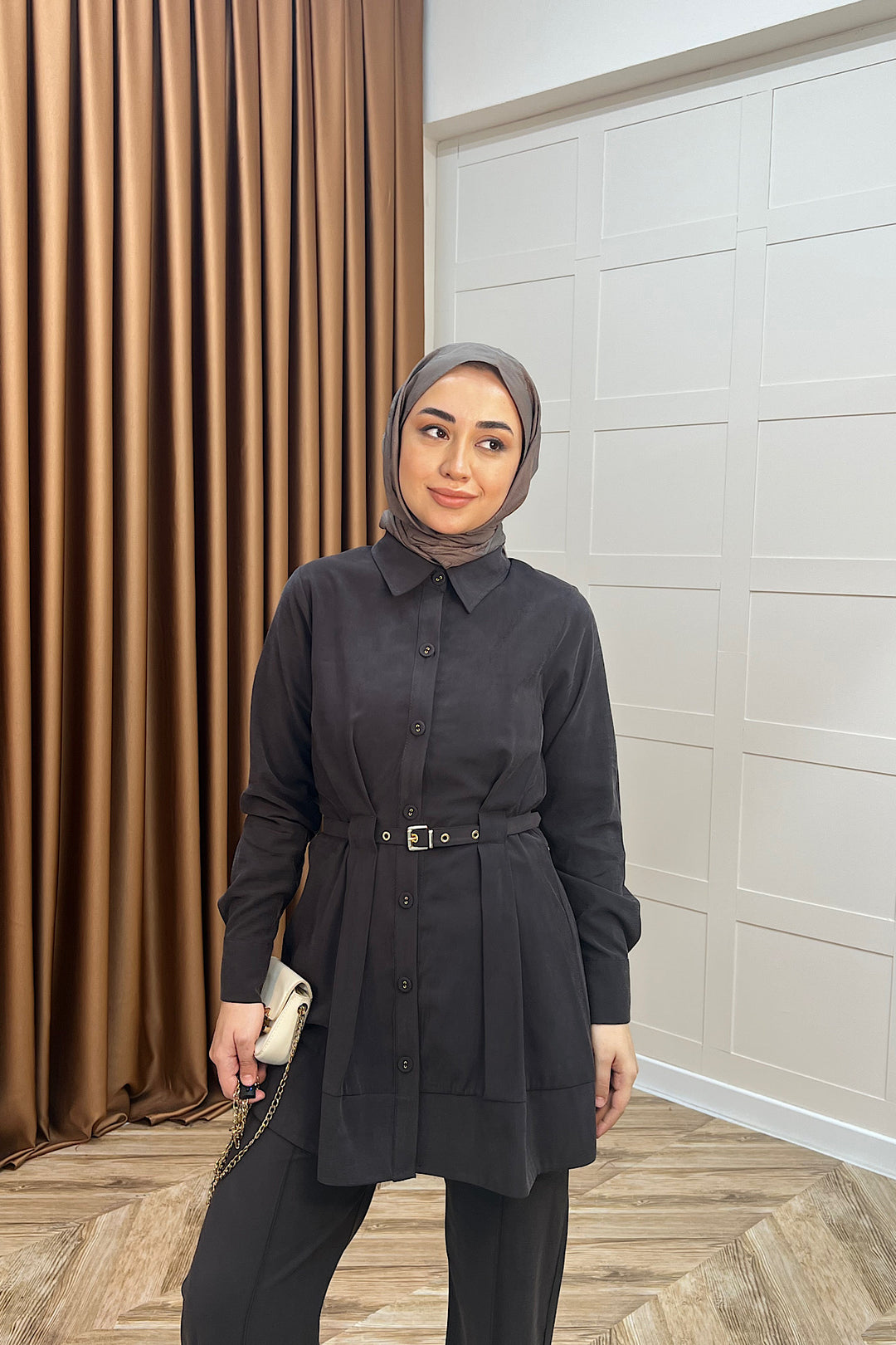 Tuana Belden Kemerli İkili Takım Kahverengi 2994-KAHVERENGI