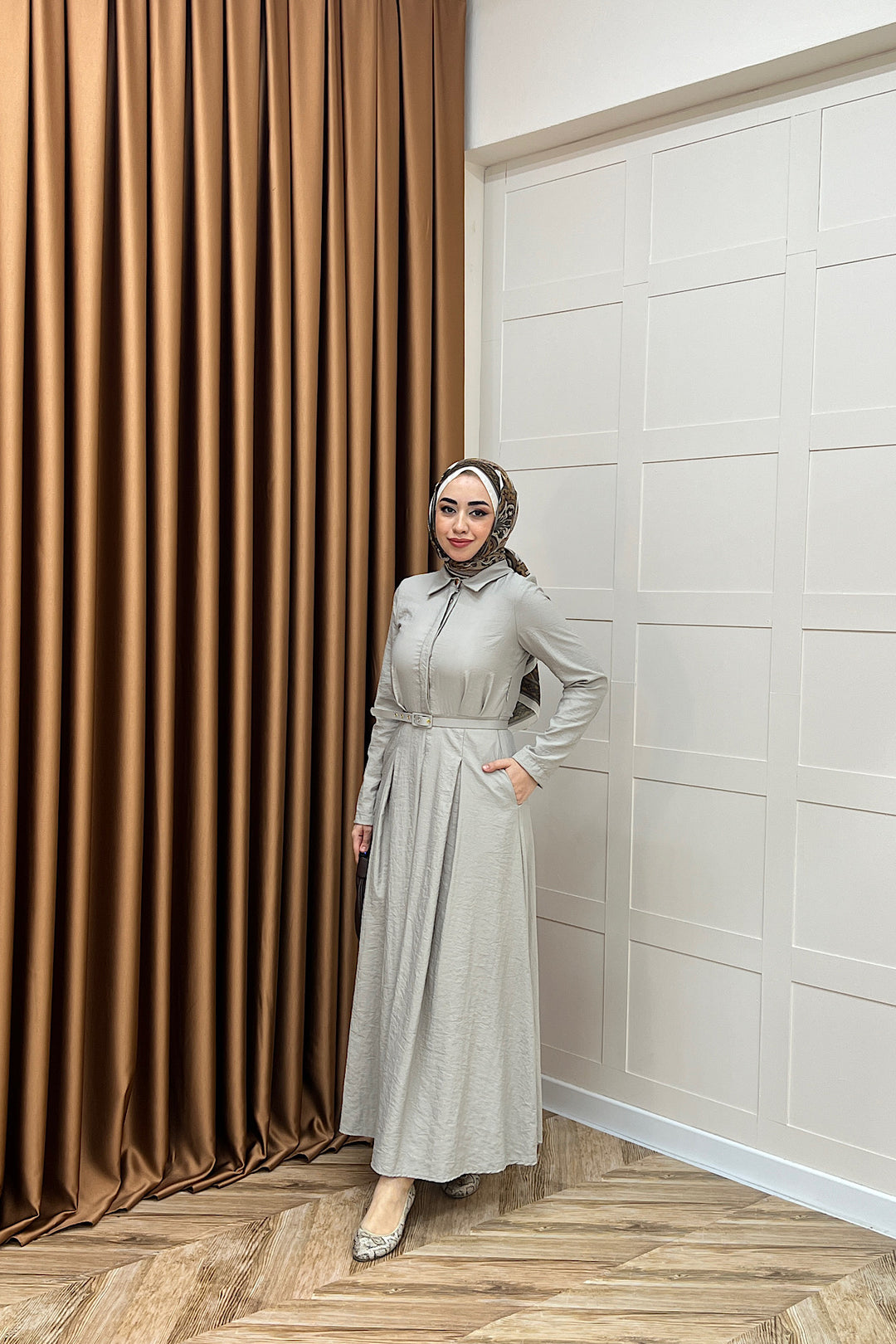 Lunia Kemerli Elbise Taş 5010-TAS