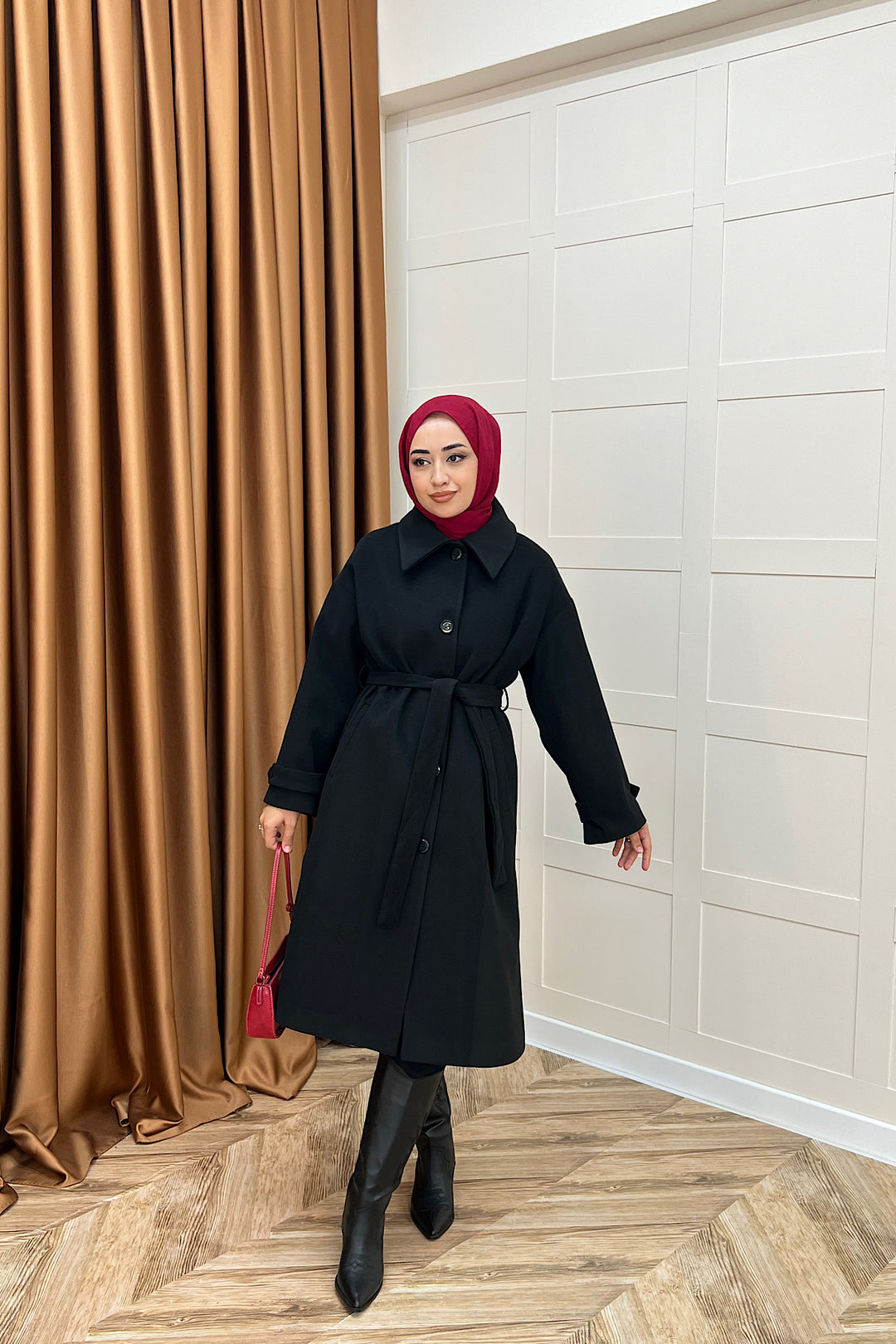 Parla Premium Kumaş Kaban Siyah 5516-SIYAH