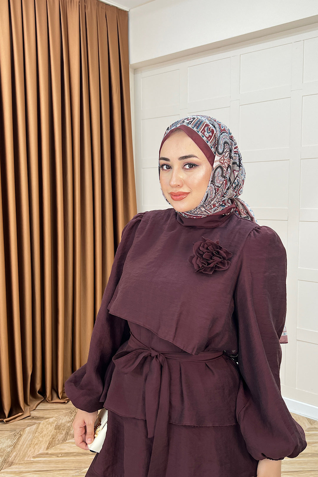 Aura Broş Detay Takım Mürdüm 74001-MURDUM