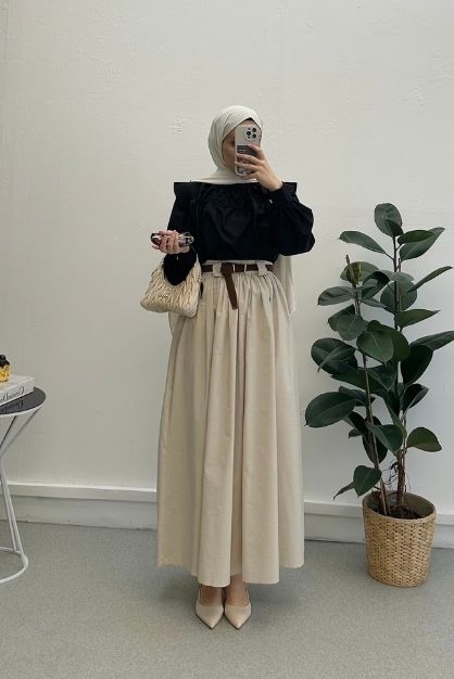 Kemerli Morine Etek - Bej - Modam Afra (1)