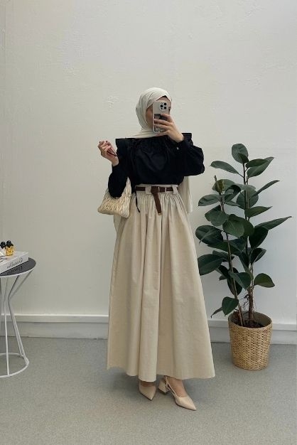 Kemerli Morine Etek - Bej - 4