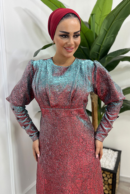 Modam Afra - Jakarlı Abiye-Bordo-Mavi (1)