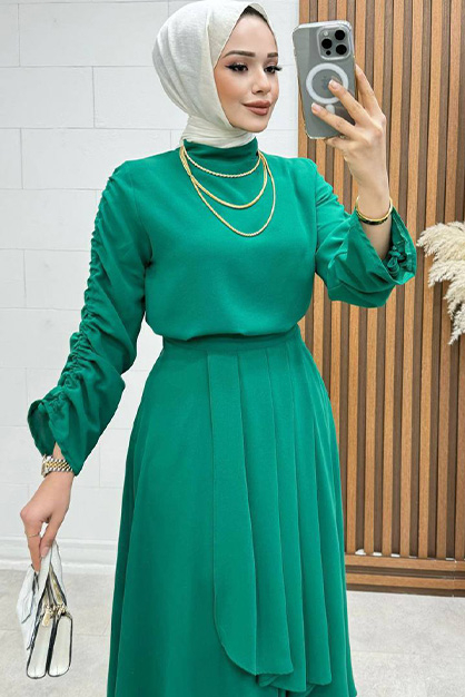 Modam Afra - Katlı Etekli Takım - Yeşil (1)