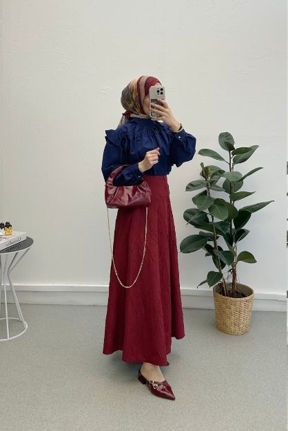 KRAŞLI KLOŞ ETEK BORDO - 4
