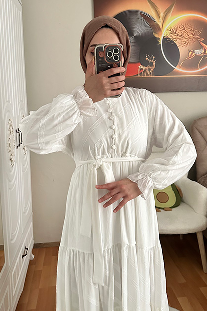 Modam Afra - Lisa Elbise-Beyaz (1)