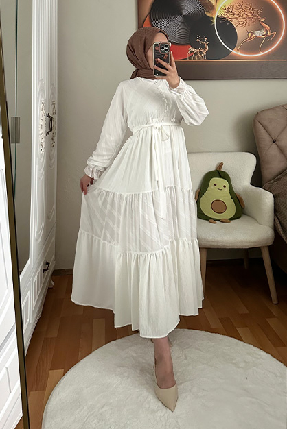 Modam Afra - Lisa Elbise-Beyaz