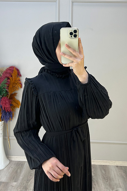 modamafra - Mercan Elbise- Siyah (1)