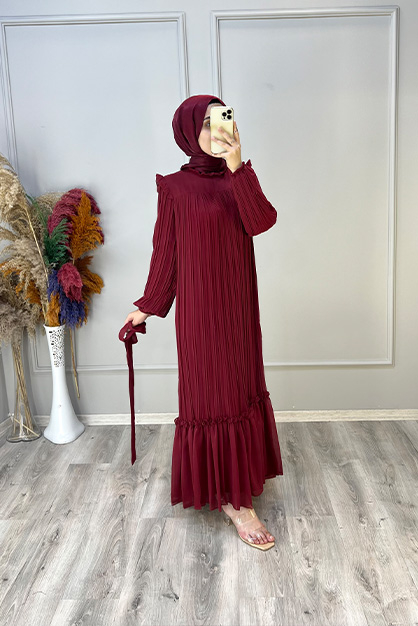 Modam Afra - Mercan Elbise - Bordo (1)