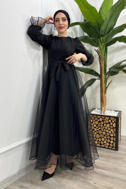 Organze Abiye-Siyah - 3