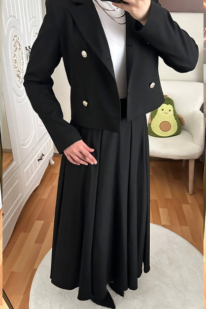 Pilikaşe Etekli Takım Siyah - 3
