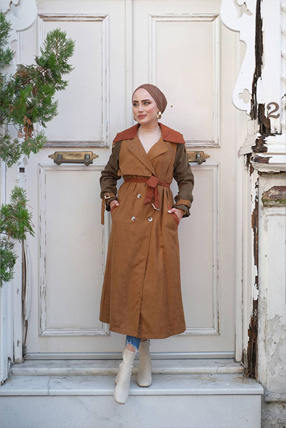 Modam Afra - Renkli Trenç - Camel