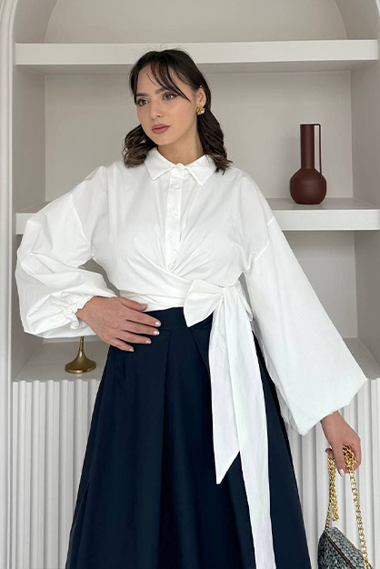 Valeria Poplin Gömlek-Beyaz - 2