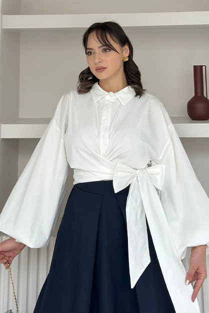 Valeria Poplin Gömlek-Beyaz - 3