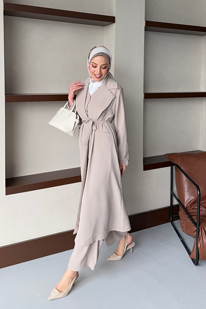 ZARA ASEL DÖRTLÜ TAKIM- TAŞ RENK - 1