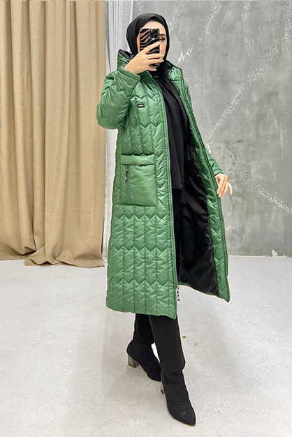 Modam Afra - Zara Model Kapitone Şişme Mont-Çağla